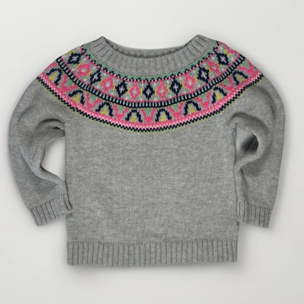 Carter’s Fair Isle Grey Crew Neck Sweater‎ Vibrant Color Toddler Baby Size 18M